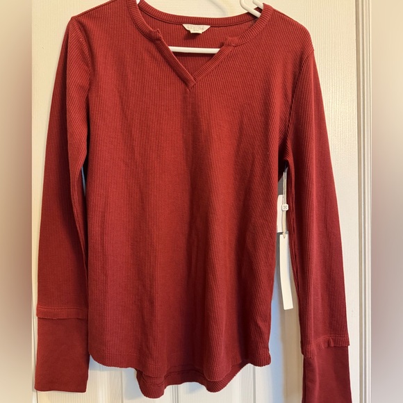 Caslon Tops - Caslon Maroon V-Neck Long Sleeve Top